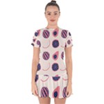 Fruits Halves Pattern Design Drop Hem Mini Chiffon Dress