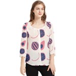 Fruits Halves Pattern Design Chiffon Quarter Sleeve Blouse