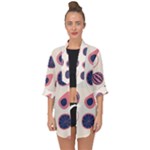 Fruits Halves Pattern Design Open Front Chiffon Kimono