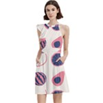 Fruits Halves Pattern Design Cocktail Party Halter Sleeveless Dress With Pockets