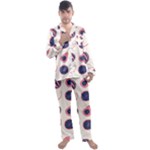 Fruits Halves Pattern Design Men s Long Sleeve Satin Pajamas Set