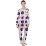 Fruits Halves Pattern Design Women s Long Sleeve Satin Pajamas Set	