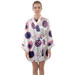 Fruits Halves Pattern Design Long Sleeve Satin Kimono