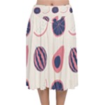 Fruits Halves Pattern Design Velvet Flared Midi Skirt