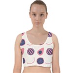 Fruits Halves Pattern Design Velvet Racer Back Crop Top