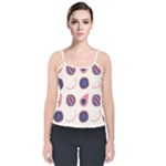 Fruits Halves Pattern Design Velvet Spaghetti Strap Top