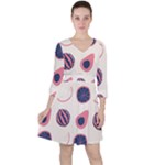 Fruits Halves Pattern Design Quarter Sleeve Ruffle Waist Dress