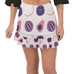 Fruits Halves Pattern Design Fishtail Mini Chiffon Skirt