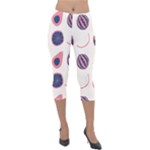 Fruits Halves Pattern Design Lightweight Velour Capri Leggings 
