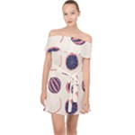Fruits Halves Pattern Design Off Shoulder Chiffon Dress