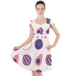 Fruits Halves Pattern Design Cap Sleeve Midi Dress