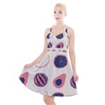 Fruits Halves Pattern Design Halter Party Swing Dress 