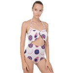 Fruits Halves Pattern Design Scallop Top Cut Out Swimsuit