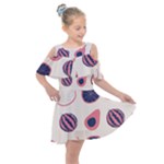 Fruits Halves Pattern Design Kids  Shoulder Cutout Chiffon Dress