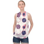 Fruits Halves Pattern Design High Neck Satin Top