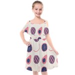 Fruits Halves Pattern Design Kids  Cut Out Shoulders Chiffon Dress