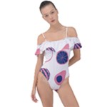 Fruits Halves Pattern Design Frill Detail One Piece Swimsuit
