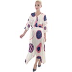 Fruits Halves Pattern Design Quarter Sleeve Wrap Front Maxi Dress