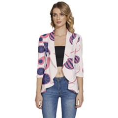 Women s 3/4 Sleeve Ruffle Edge Open Front Jacket 