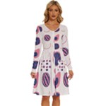 Fruits Halves Pattern Design Long Sleeve Dress With Pocket