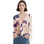 Fruits Halves Pattern Design Trumpet Sleeve Cropped Top