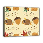 Leaves Foliage Acorns Barrel Canvas 14  x 11  (Stretched)