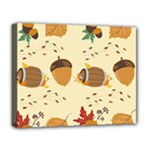 Leaves Foliage Acorns Barrel Deluxe Canvas 20  x 16  (Stretched)