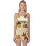 Leaves Foliage Acorns Barrel One Piece Boyleg Swimsuit