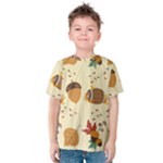 Leaves Foliage Acorns Barrel Kids  Cotton T-Shirt