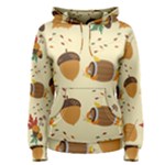 Leaves Foliage Acorns Barrel Women s Pullover Hoodie