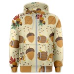 Leaves Foliage Acorns Barrel Men s Zipper Hoodie