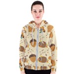 Leaves Foliage Acorns Barrel Women s Zipper Hoodie