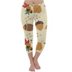 Leaves Foliage Acorns Barrel Capri Winter Leggings 
