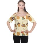 Leaves Foliage Acorns Barrel Cutout Shoulder T-Shirt
