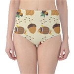 Leaves Foliage Acorns Barrel Classic High-Waist Bikini Bottoms