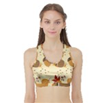 Leaves Foliage Acorns Barrel Sports Bra with Border