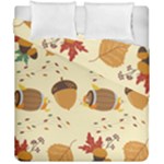 Leaves Foliage Acorns Barrel Duvet Cover Double Side (California King Size)