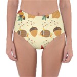 Leaves Foliage Acorns Barrel Reversible High-Waist Bikini Bottoms