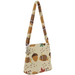 Leaves Foliage Acorns Barrel Zipper Messenger Bag