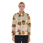 Leaves Foliage Acorns Barrel Women s Bomber Jacket