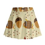 Leaves Foliage Acorns Barrel Mini Flare Skirt
