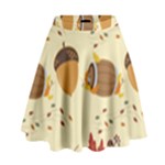 Leaves Foliage Acorns Barrel High Waist Skirt