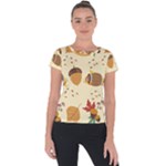 Leaves Foliage Acorns Barrel Short Sleeve Sports Top 