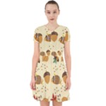 Leaves Foliage Acorns Barrel Adorable in Chiffon Dress