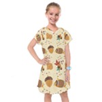Leaves Foliage Acorns Barrel Kids  Drop Waist Dress