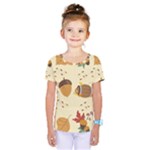 Leaves Foliage Acorns Barrel Kids  One Piece T-Shirt