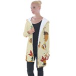Leaves Foliage Acorns Barrel Longline Hooded Cardigan