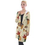 Leaves Foliage Acorns Barrel Hooded Pocket Cardigan