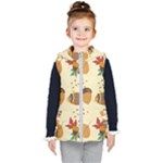 Leaves Foliage Acorns Barrel Kids  Hooded Puffer Vest