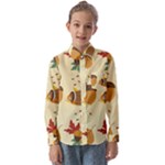 Leaves Foliage Acorns Barrel Kids  Long Sleeve Shirt